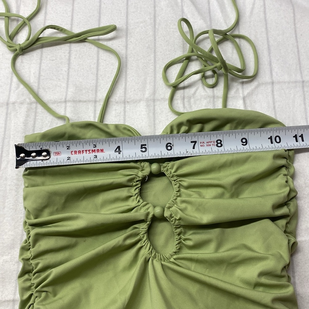 Tularosa Green Ruched One-Piece Swimsuit, Luella One Piece in Green Moss size Xs - Picture 8 of 11